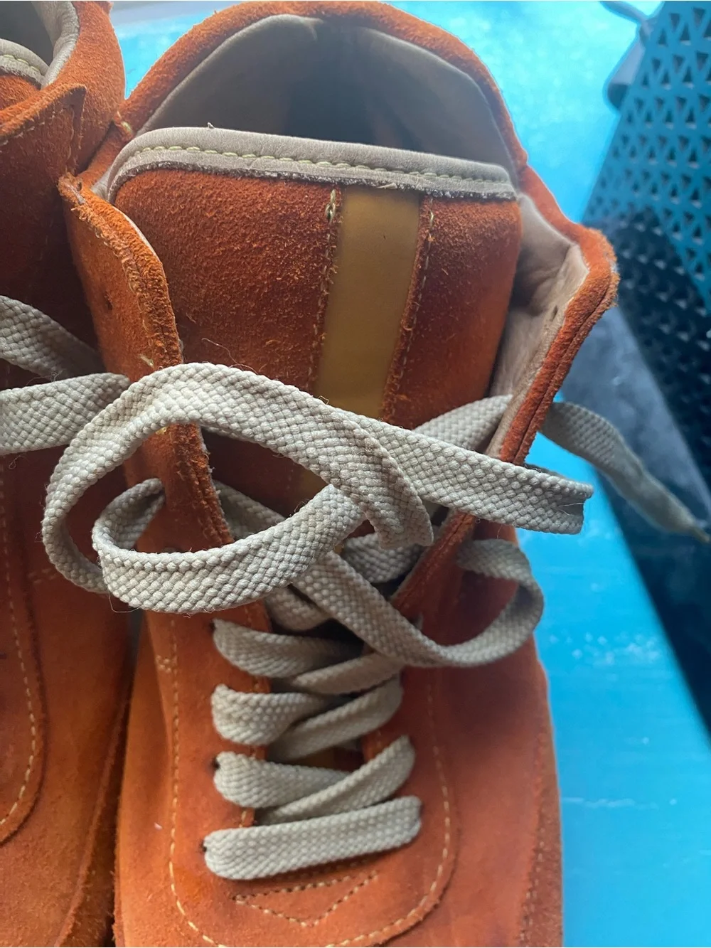 Dooney & Bourke Naranja Gamazua Rust Orange Suede boots with Cream Laces